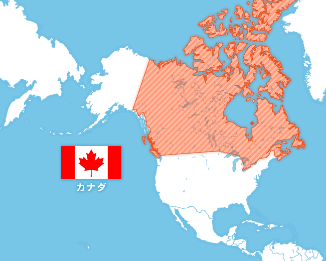 カナダの国旗と地図