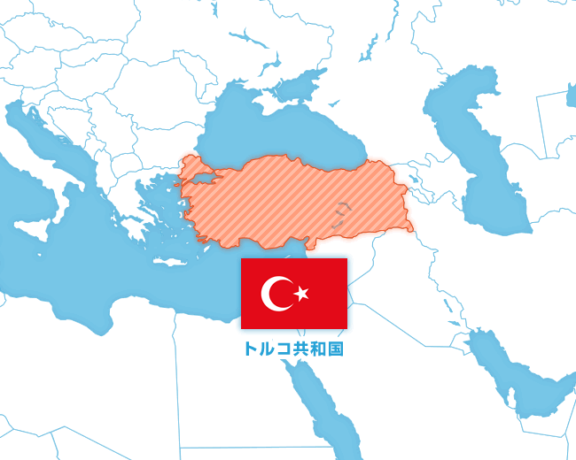 トルコ共和国の国旗と地図