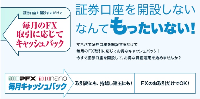 マネーパートナーズのキャッシュバック